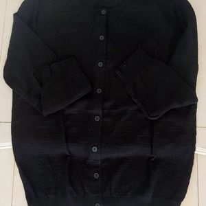 LOFT Summer Soft Black Textured Cardigan